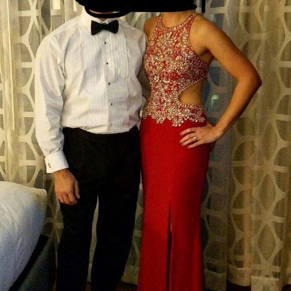 JULIET Red, Beaded Gown Size S - Picture 1 of 8